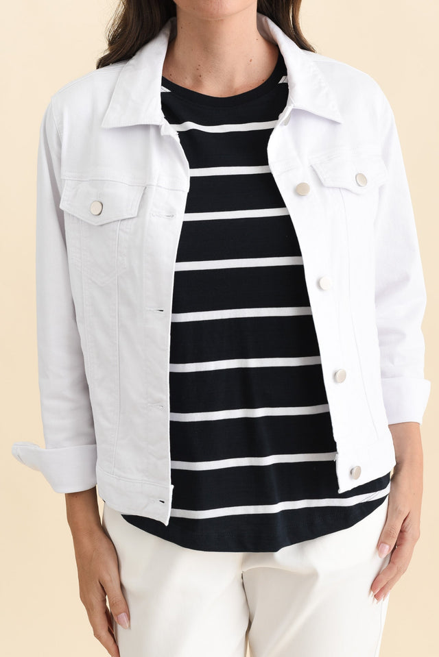 Siobhan White Stretch Jacket,Brunette model,alt text|model:MJ image 7