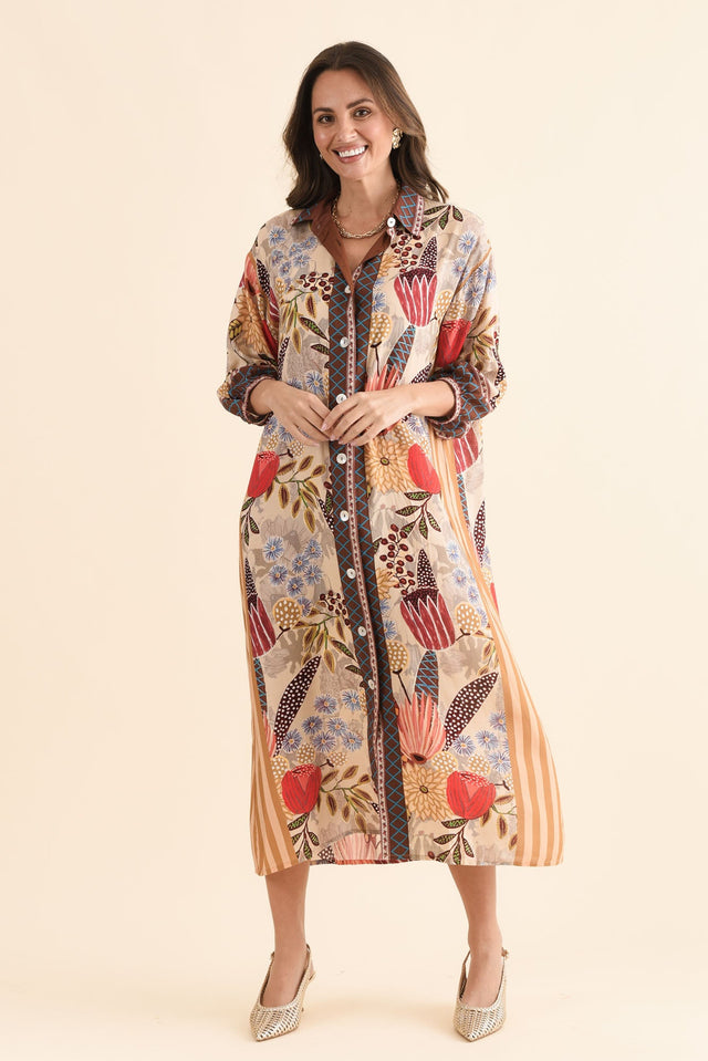 Sira Orange Garden Shirt Dress,Full Body,Brunette model,alt text|model:MJ image 6