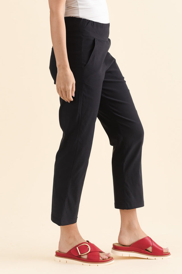 SmartFlex Navy Straight Leg Pants,Side,Brunette model,alt text|model:MJ image 3