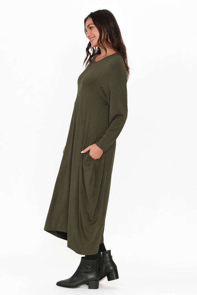 Soho Olive Bamboo Midi Dress image 4