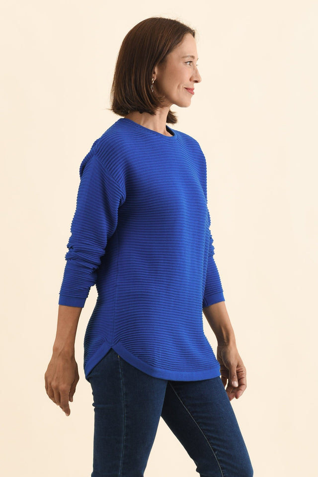 Somer Cobalt Organic Cotton Knit Jumper,Brunette model,alt text|model:Cara image 4
