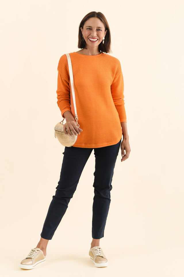 Somer Orange Organic Cotton Knit Jumper,Brunette model,alt text|model:Cara image 3