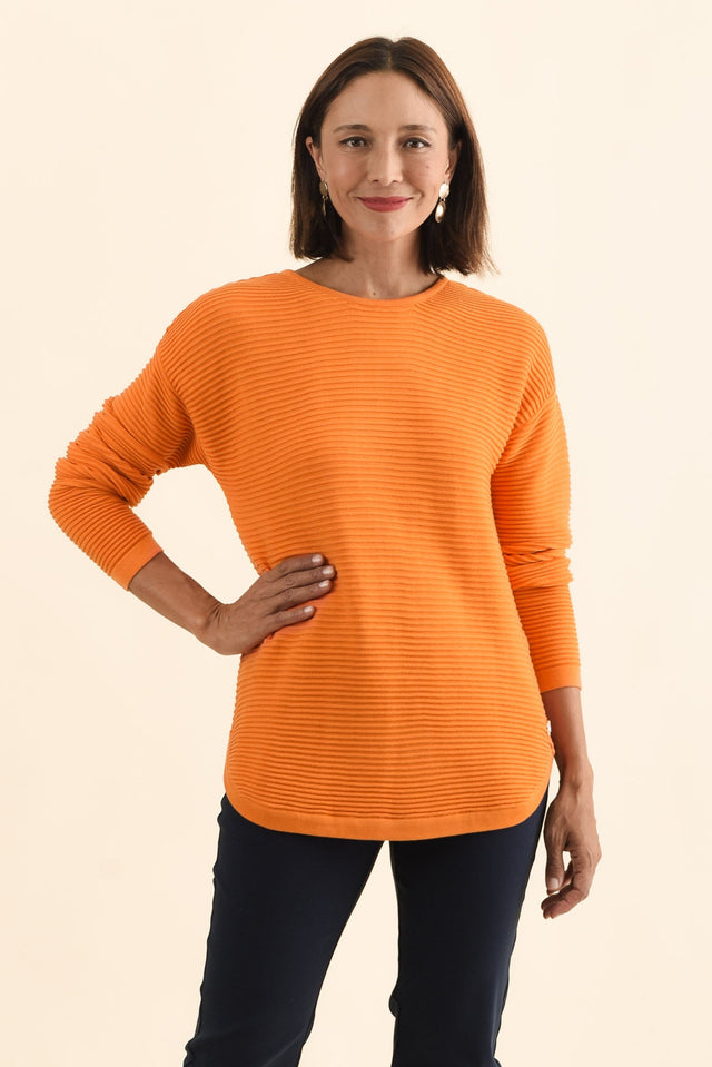Somer Orange Organic Cotton Knit Jumper,Brunette model,alt text|model:Cara