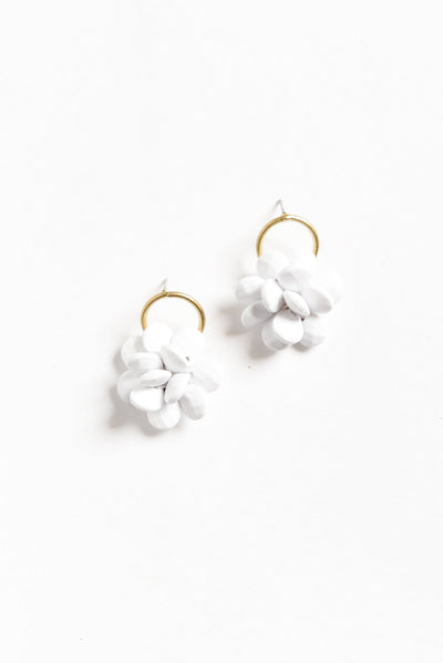 Sophie White Flower Drop Earrings