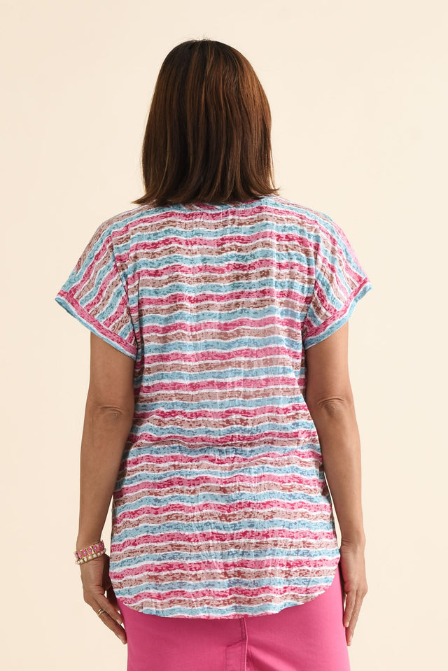 Sorelle Pink Paradise Cotton Blend Tee,brunette model,Back of Outfit,alt text|model:Cara image 4