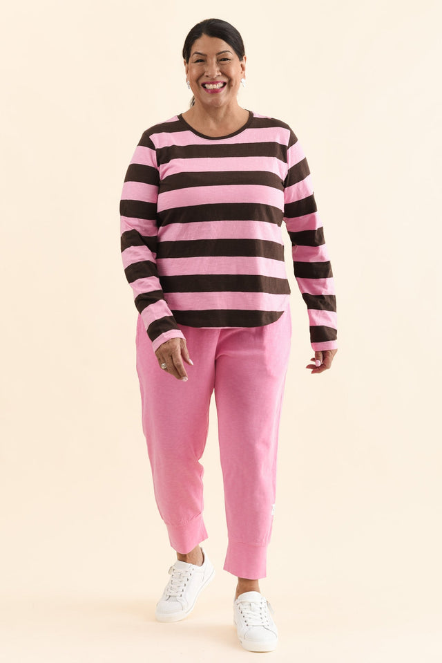 Spritz Chocolate Stripe Long Sleeve Tee,Full Body,Brunette model,alt text|model:Pilita image 6