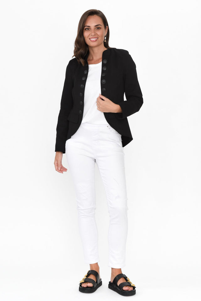 Stacey Black Cotton Military Jacket