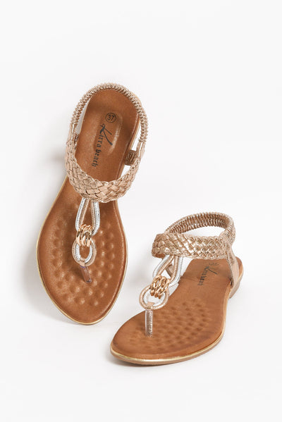 Sue Rose Gold Braided Sandal