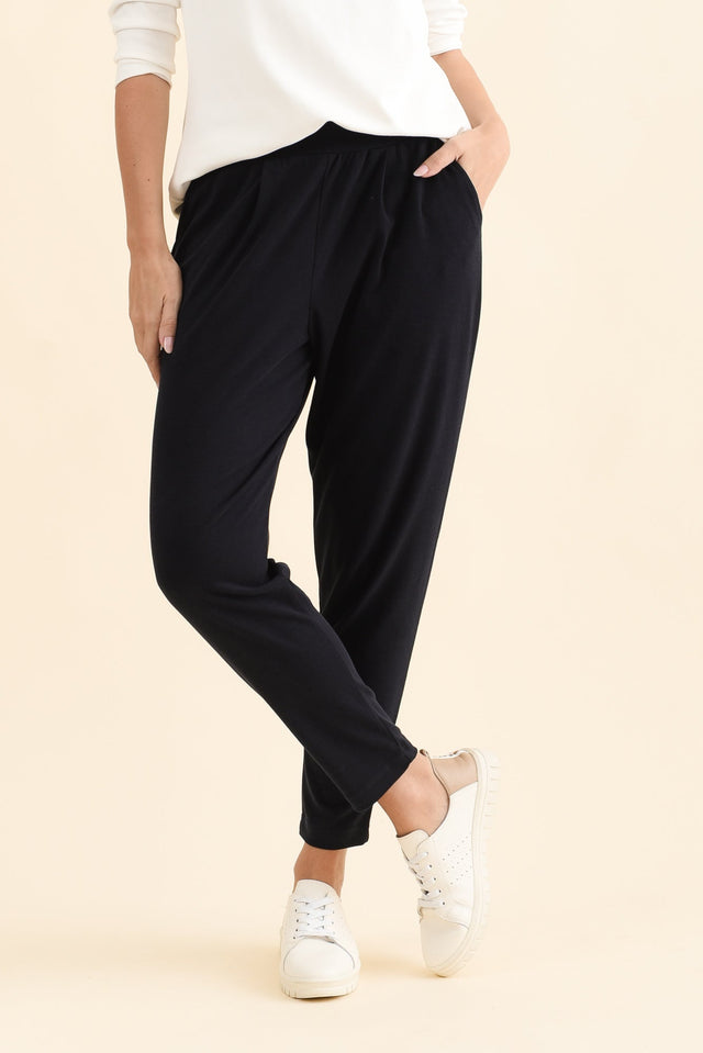 SuedeLuxe Navy Pocket Pants,Brunette model,alt text|model:MJ