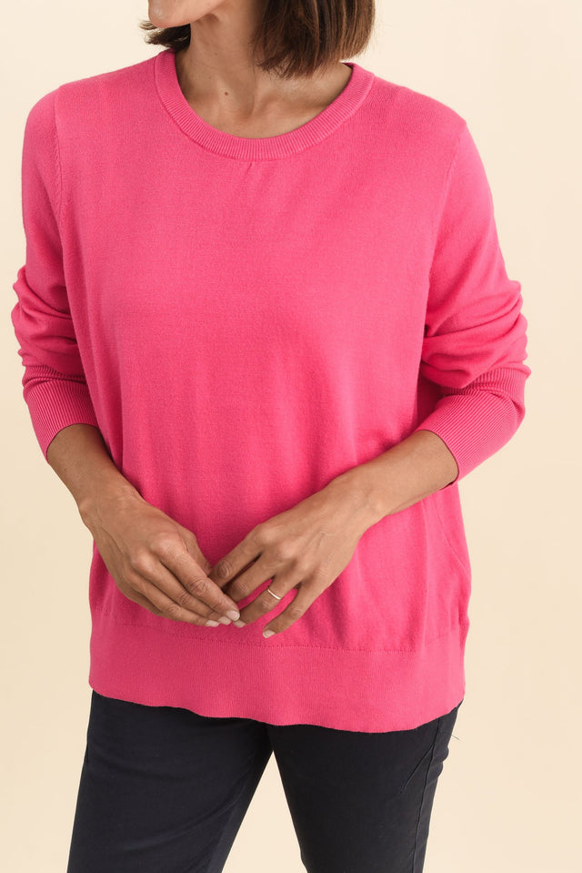 Sunny Pink Long Sleeve Knit Top,Brunette model,alt text|model:Cara image 6