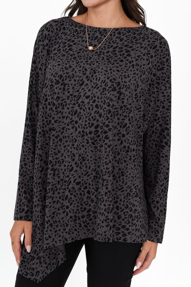 Susie Grey Leopard Asymmetrical Bamboo Top image 8