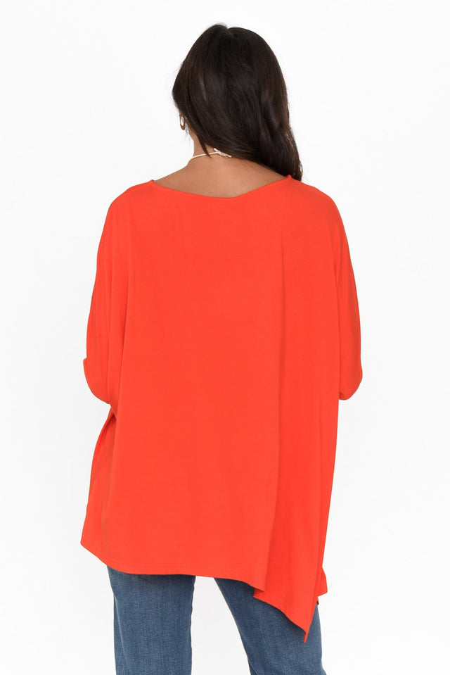 Susie Red Asymmetrical Bamboo Top
