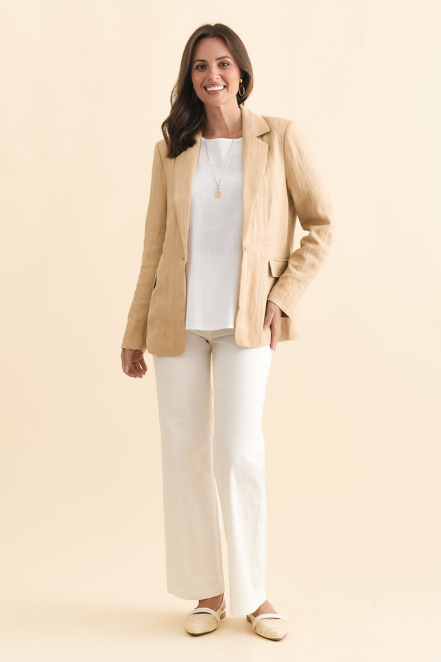 Sutton Beige Collared Blazer,Brunette model,alt text|model:MJ image 7