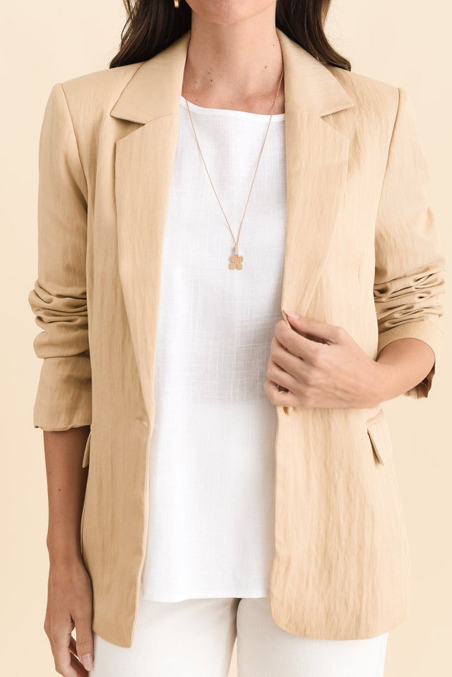 Sutton Beige Collared Blazer,Brunette model,alt text|model:MJ image 6