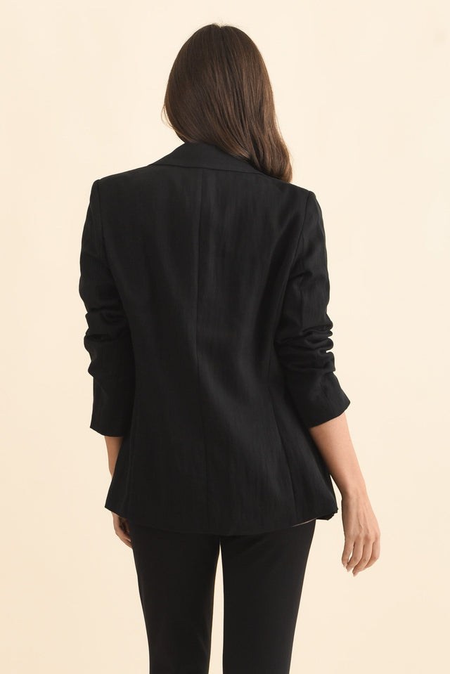 Sutton Black Collared Blazer,Brunette model,alt text|model:MJ image 5