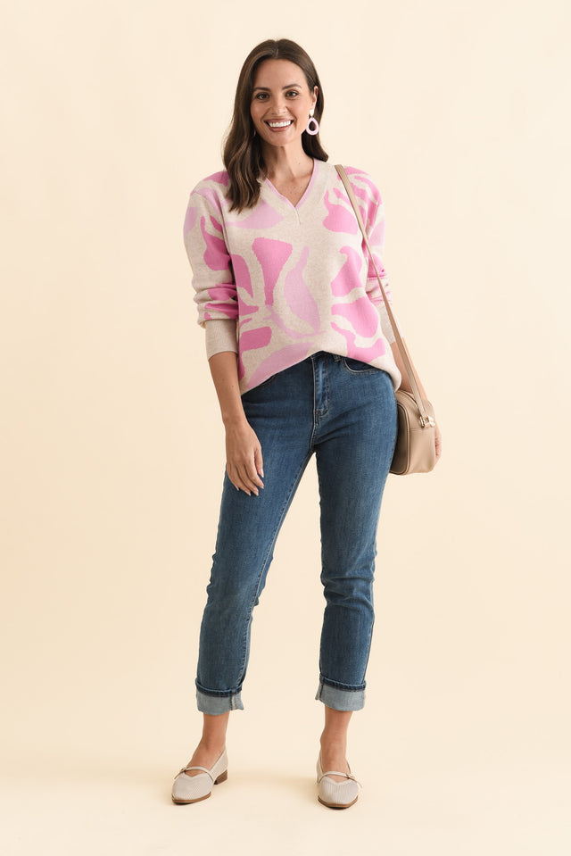 Swan Pink Flower Knit Jumper