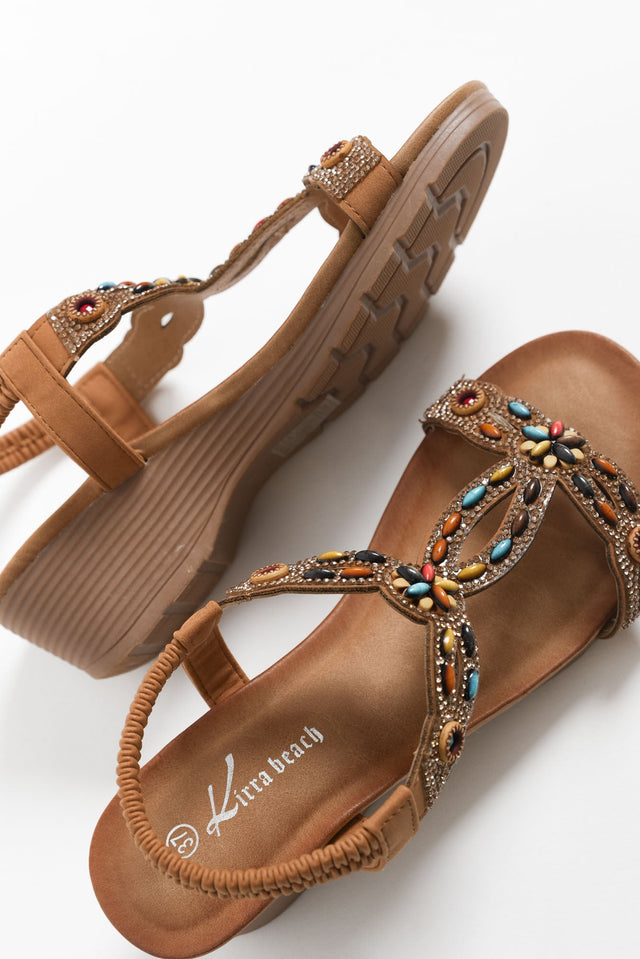 Sweets Tan Beaded Wedge Sandal image 4