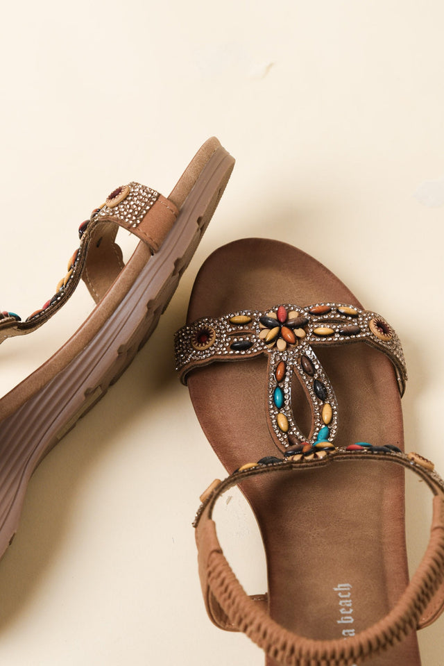 Sweets Tan Beaded Wedge Sandal image 3