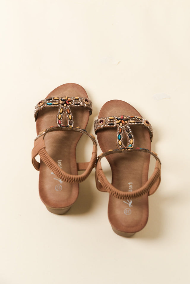 Sweets Tan Beaded Wedge Sandal image 4