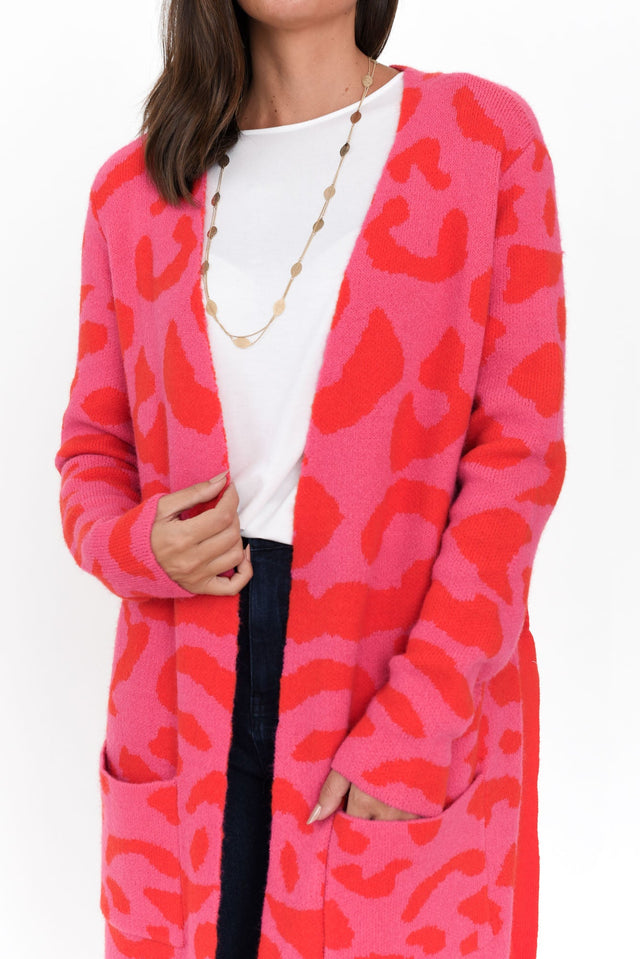 Swift Pink Cheetah Longline Cardigan image 6