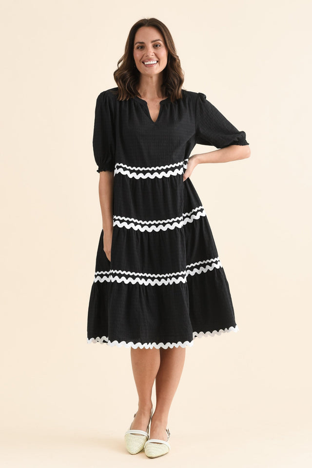 Sybella Black Trim Cotton Midi Dress image 2