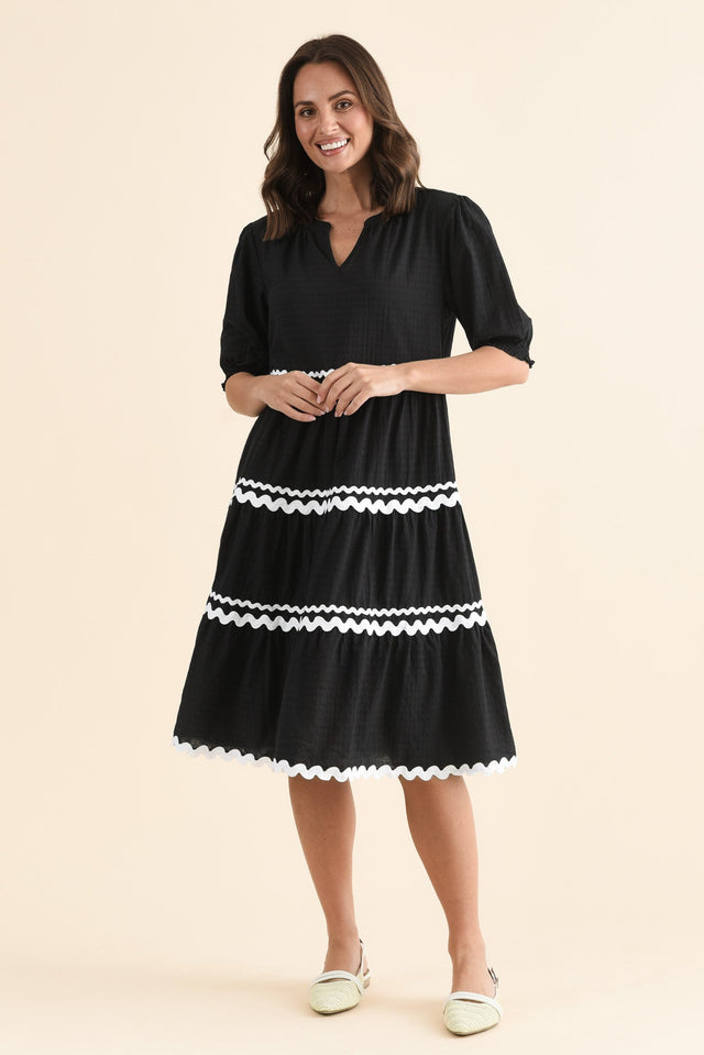 Sybella Black Trim Cotton Midi Dress image 6