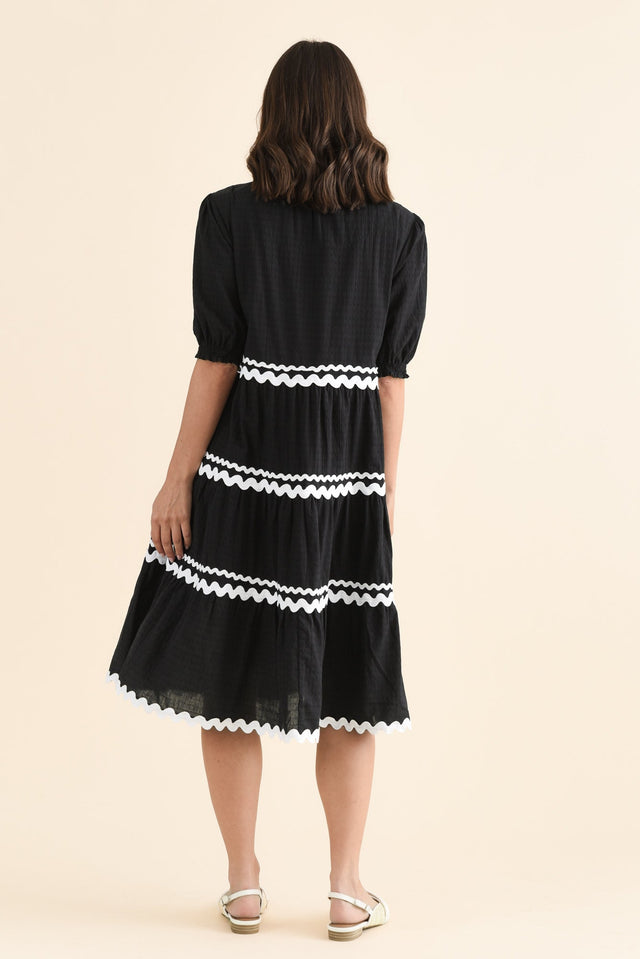 Sybella Black Trim Cotton Midi Dress image 4