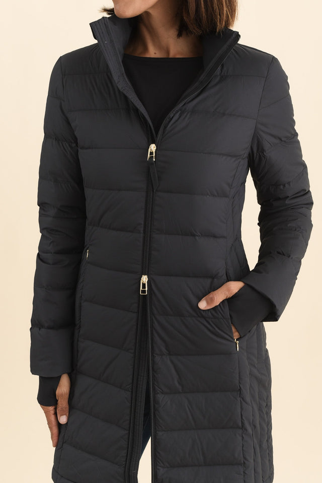 Sydney Black Down Puffer Coat,Brunette model,alt text|model:Cara image 7