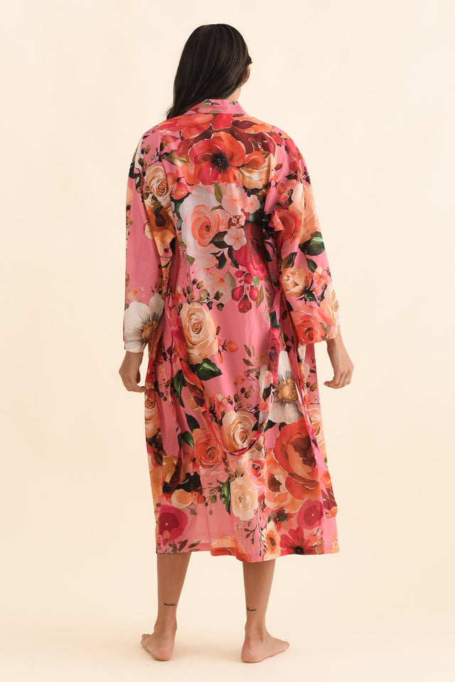 Taji Pink Rose Cotton Kimono,Brunette model,alt text|model:Brontie image 5