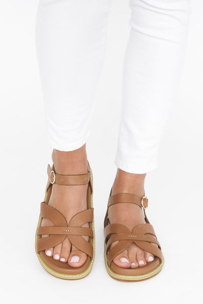 Talia Tan Leather Platform Sandal