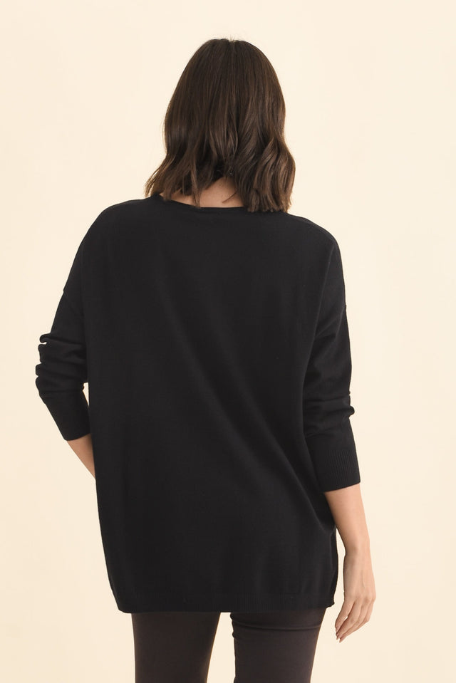 Tanner Black Knit Jumper,Brunette model,alt text|model:MJ image 5