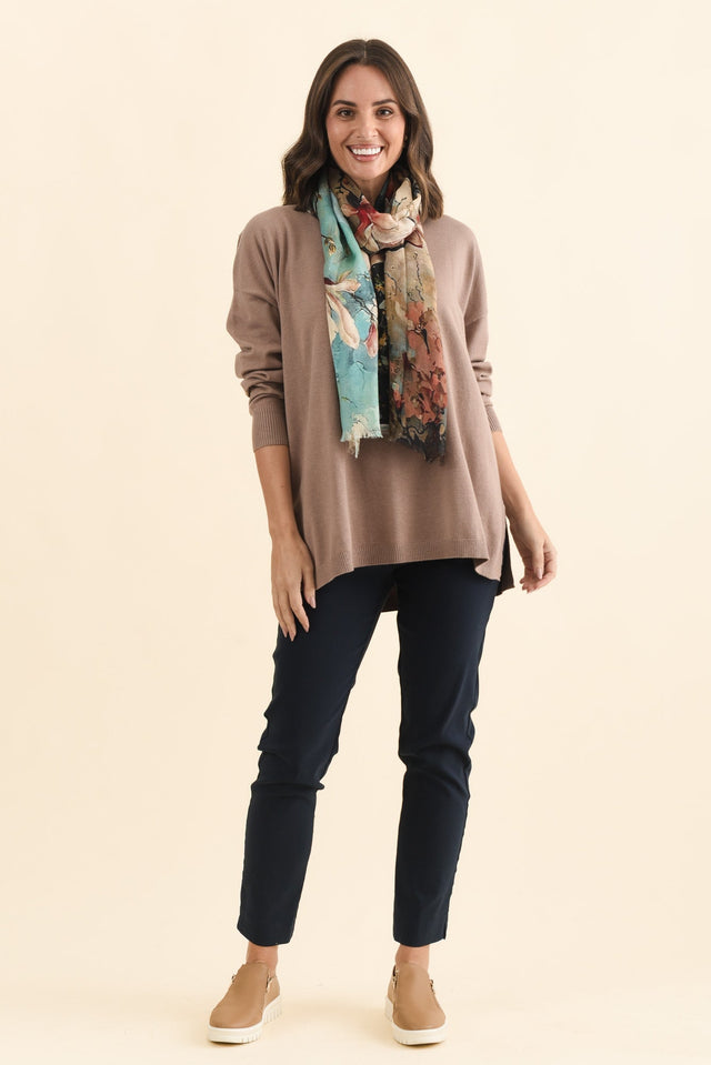 Tanner Mocha Knit Jumper,Brunette model,alt text|model:MJ image 3
