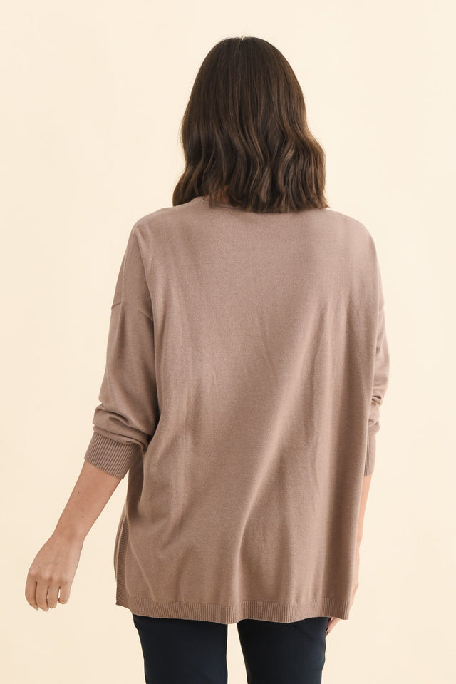 Tanner Mocha Knit Jumper,Brunette model,alt text|model:MJ image 5