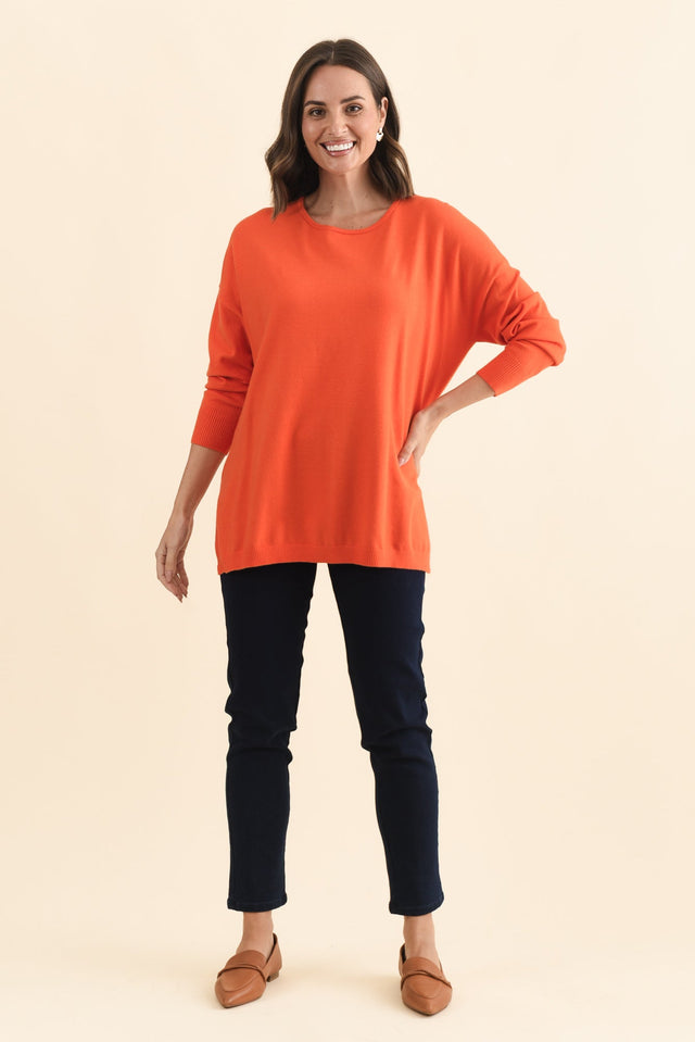 Tanner Orange Knit Jumper,Brunette model,alt text|model:MJ image 8