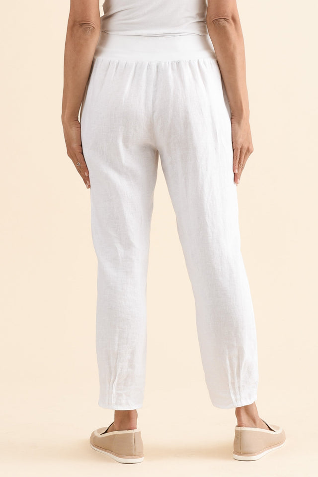 Tatum White Linen Pants,Back,Brunette model,alt text|model:Cara image 5