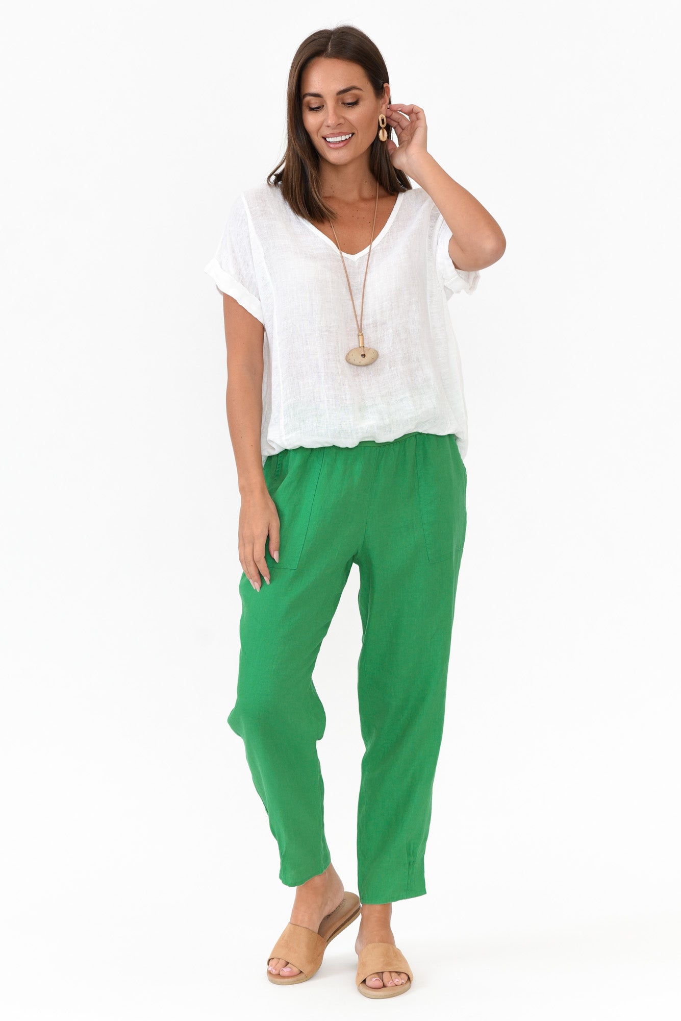 Women's green 2025 linen pants