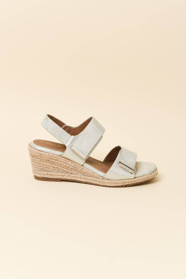 Teach Silver Espadrille Velcro Wedge