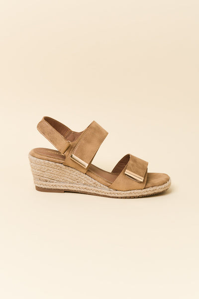 Teach Tan Espadrille Velcro Wedge