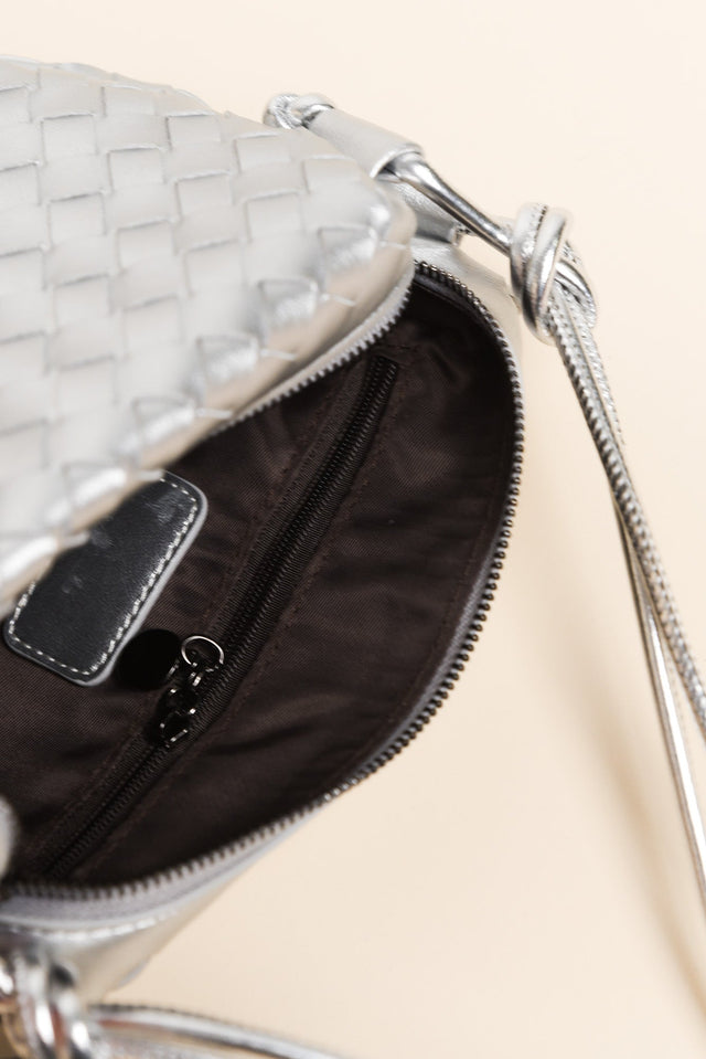 Tellaro Silver Woven Crossbody Bag image 3