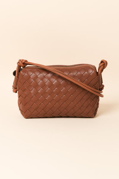 Tellaro Tan Woven Crossbody Bag