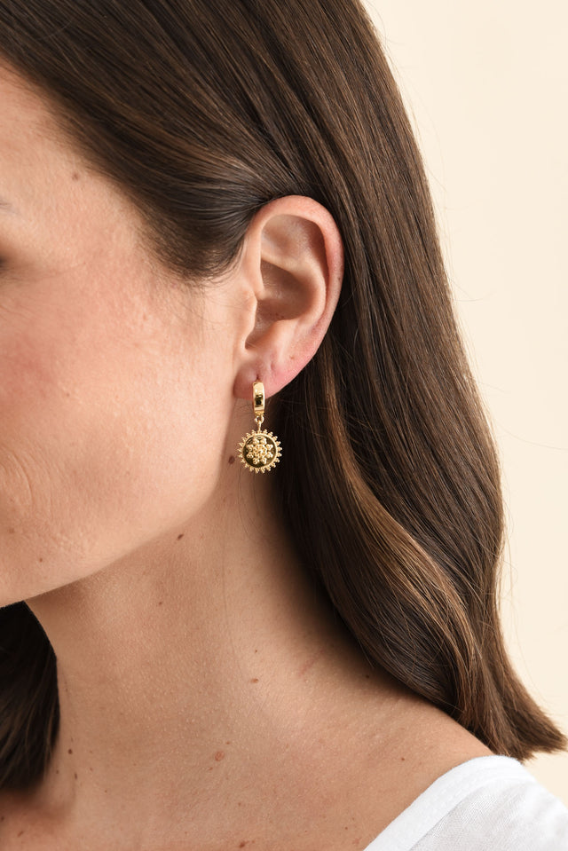 Tessa Gold Disc Drop Earrings image 2