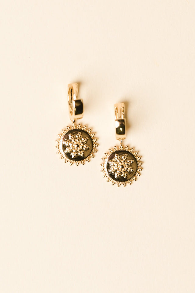 Tessa Gold Disc Drop Earrings image 1