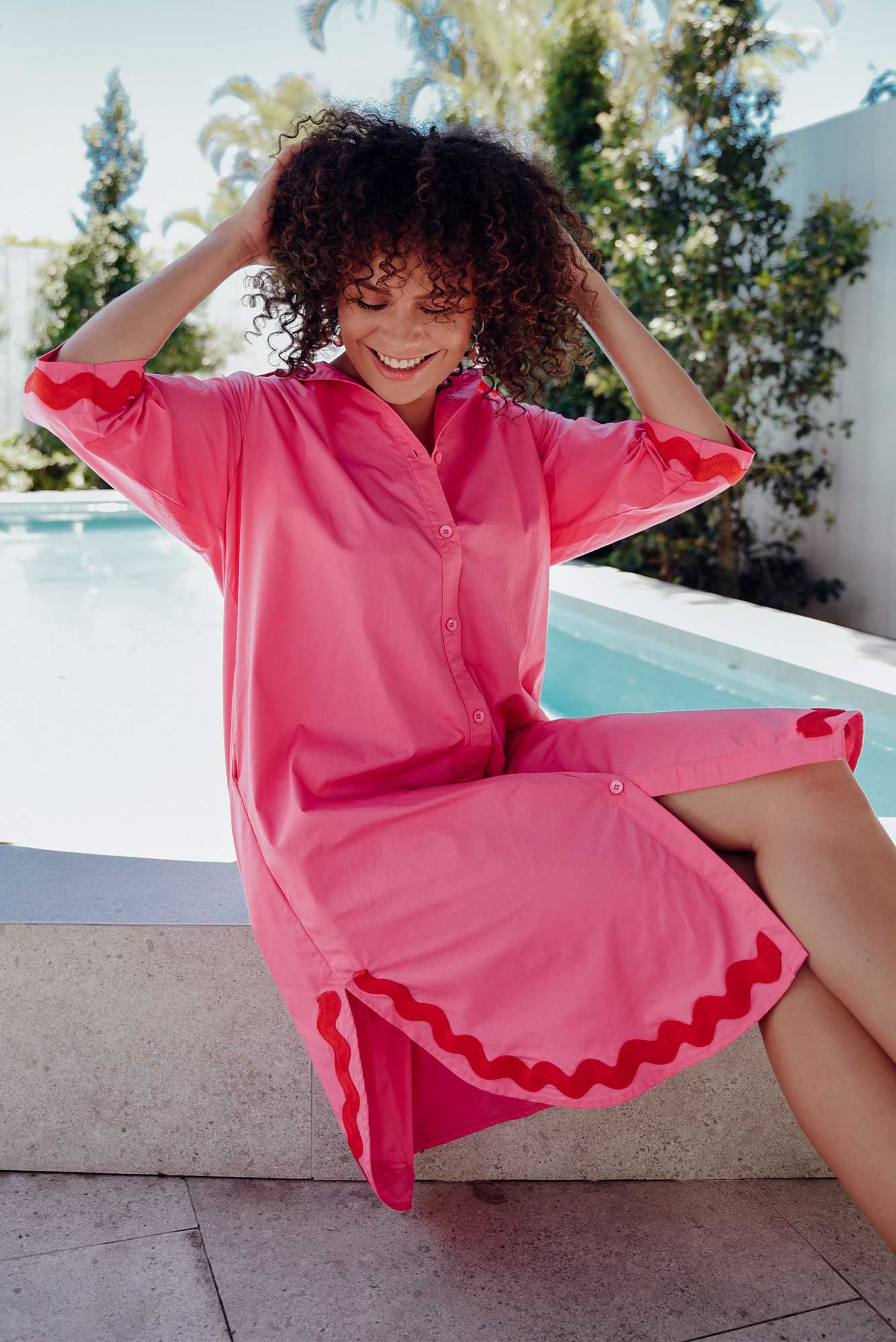 Pink hot sale shirt dress