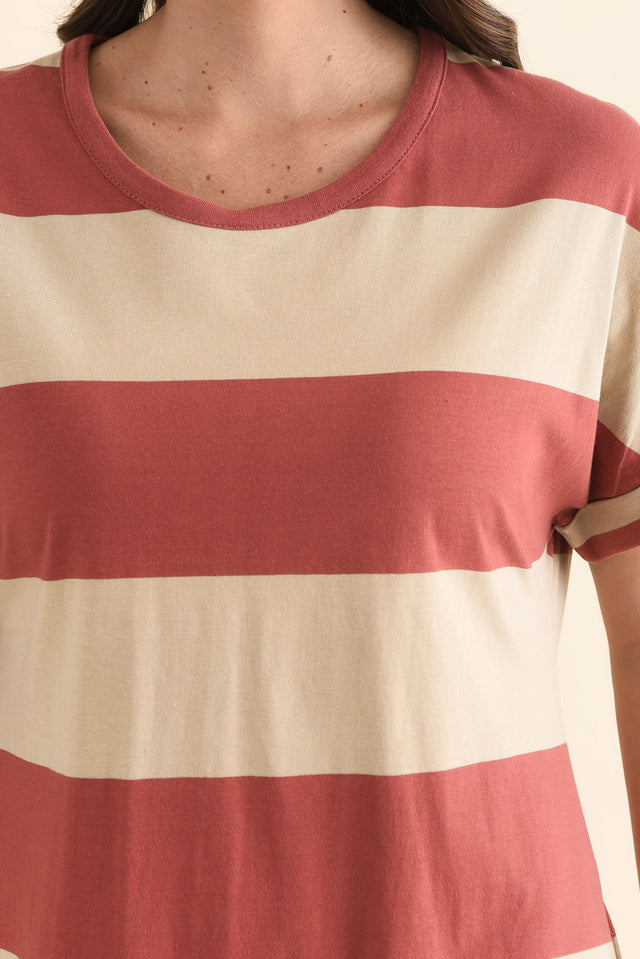 Tiarna Coral Stripe Cotton Dress,Detail,Brunette model,alt text|model:MJ image 5