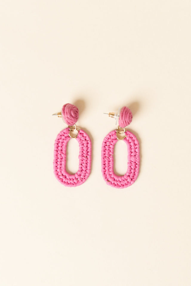 Tilby Pink Woven Oval Drop Earrings
