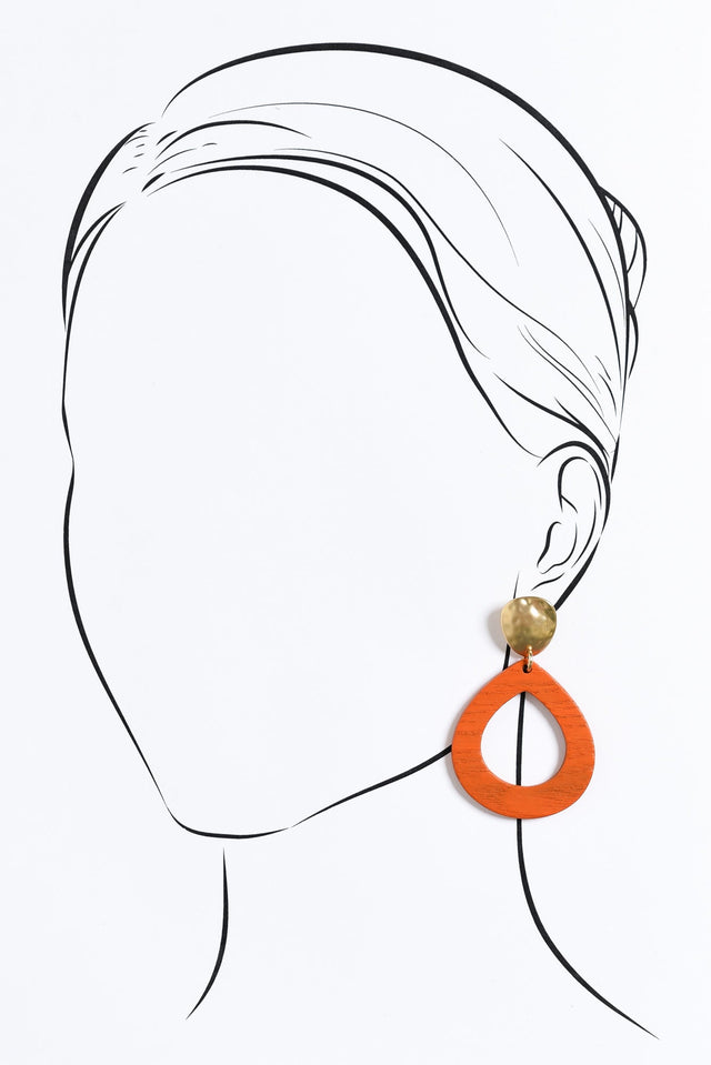 Tinsley Orange Wood Earrings