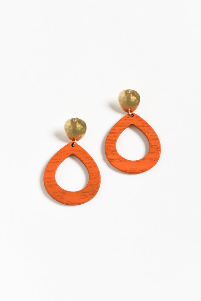 Tinsley Orange Wood Earrings