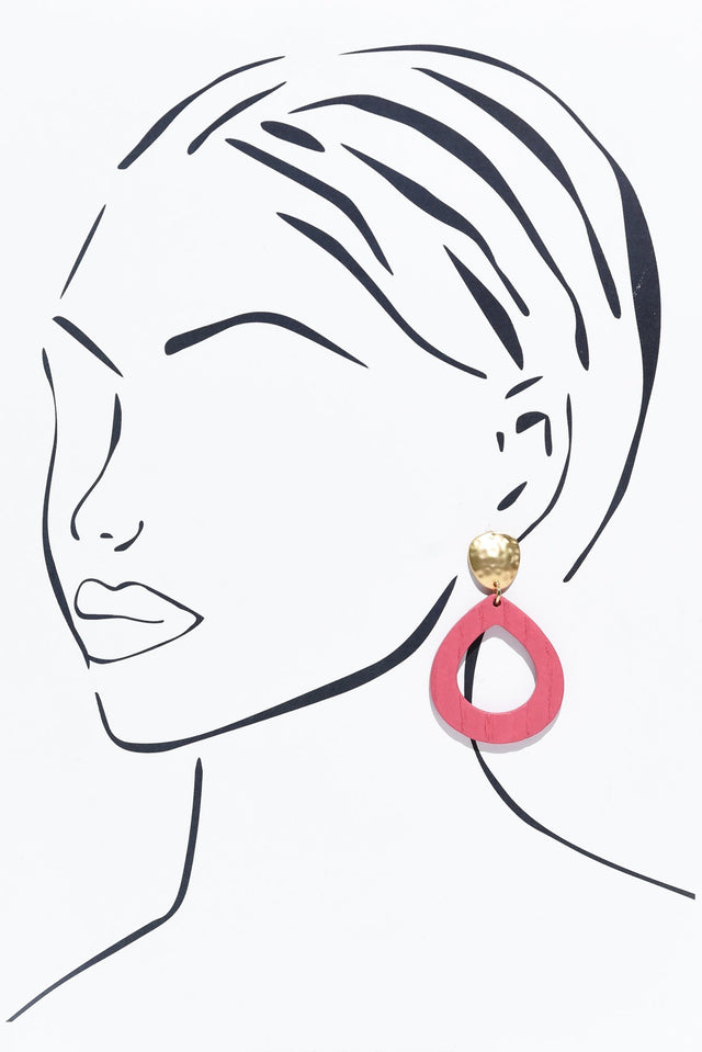 Tinsley Hot Pink Wood Earrings