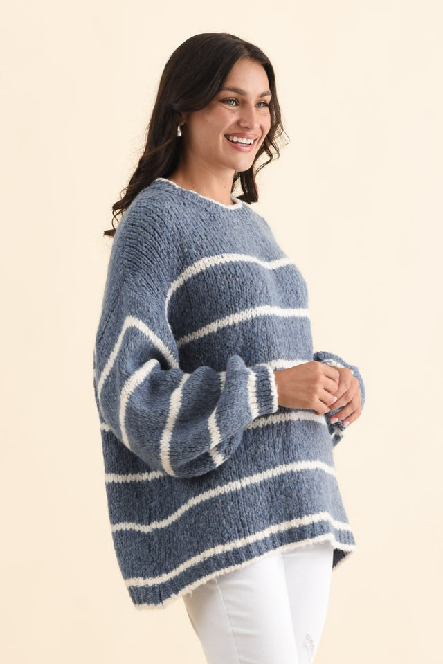 Tonya Steel Stripe Knit Jumper,Brunette model,alt text|model:Brontie image 4