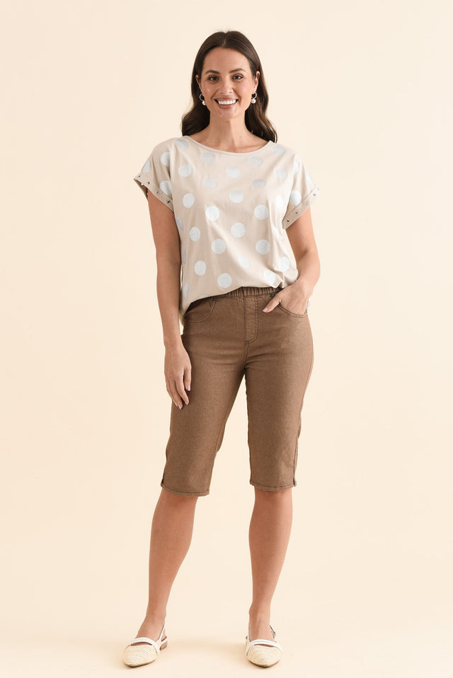 Lumi Natural Foil Spot Cotton Tee,Full Body,Brunette model,alt text|model:MJ image 7